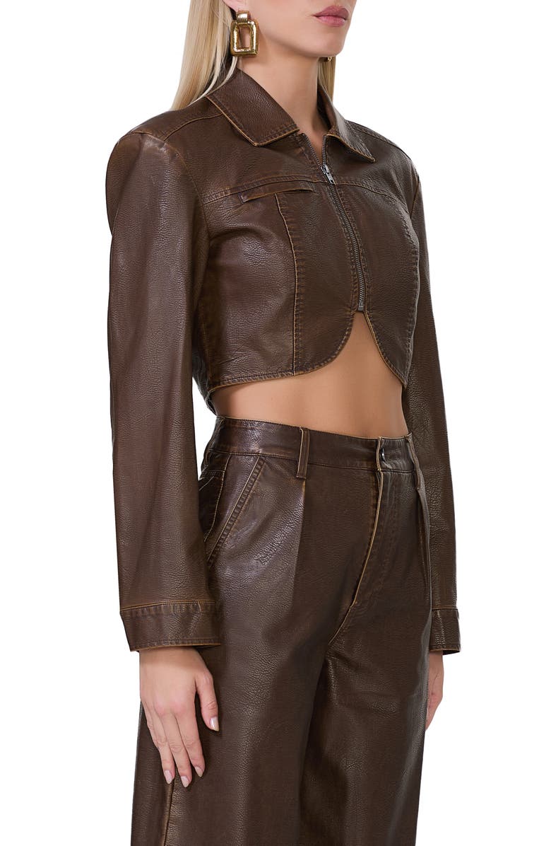 AFRM Hallie Crop Faux Leather Jacket, Alternate, color, 