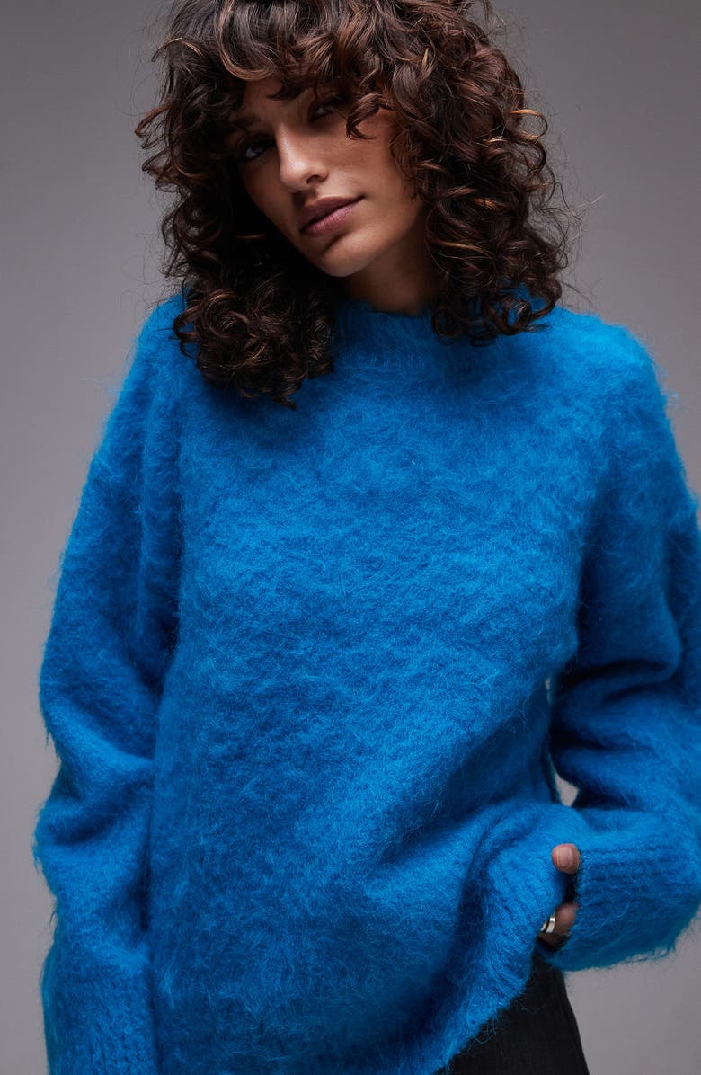 Topshop Relaxed Fit Fluffy Sweater, Alternate, color,