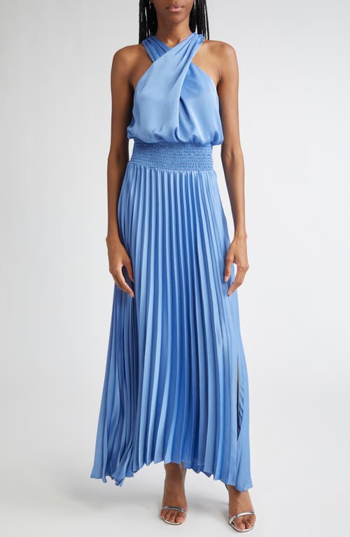 Ramy Brook Arina Pleated Maxi Dress In Blue