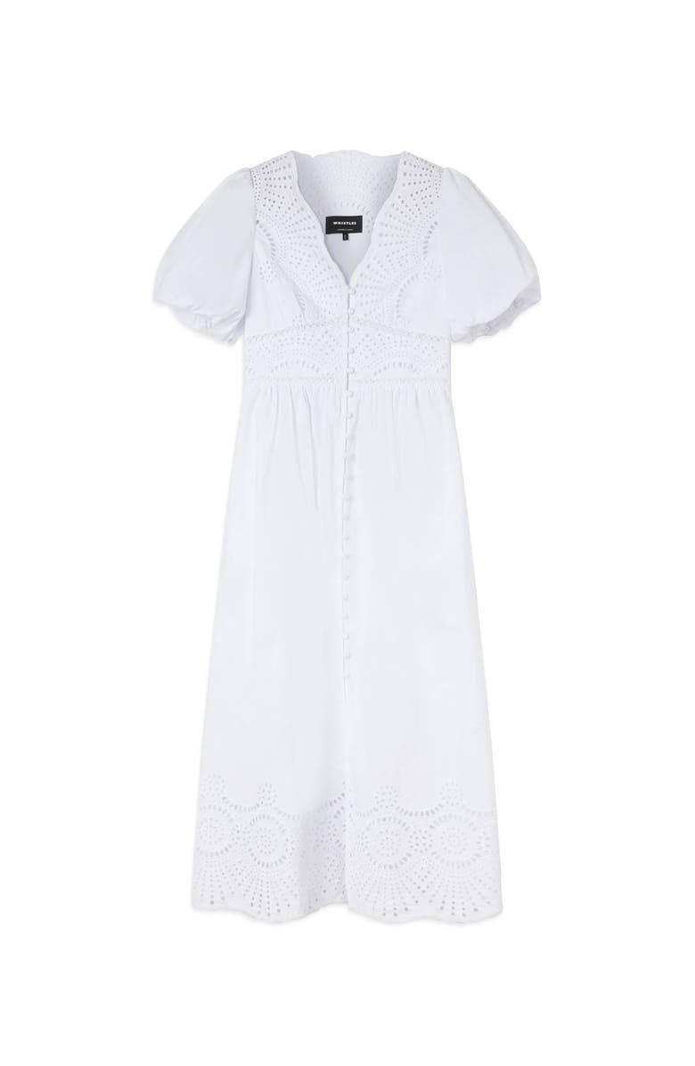 22454328 100% Cotton Broderie V-Neck Dress, Alternate, color, White