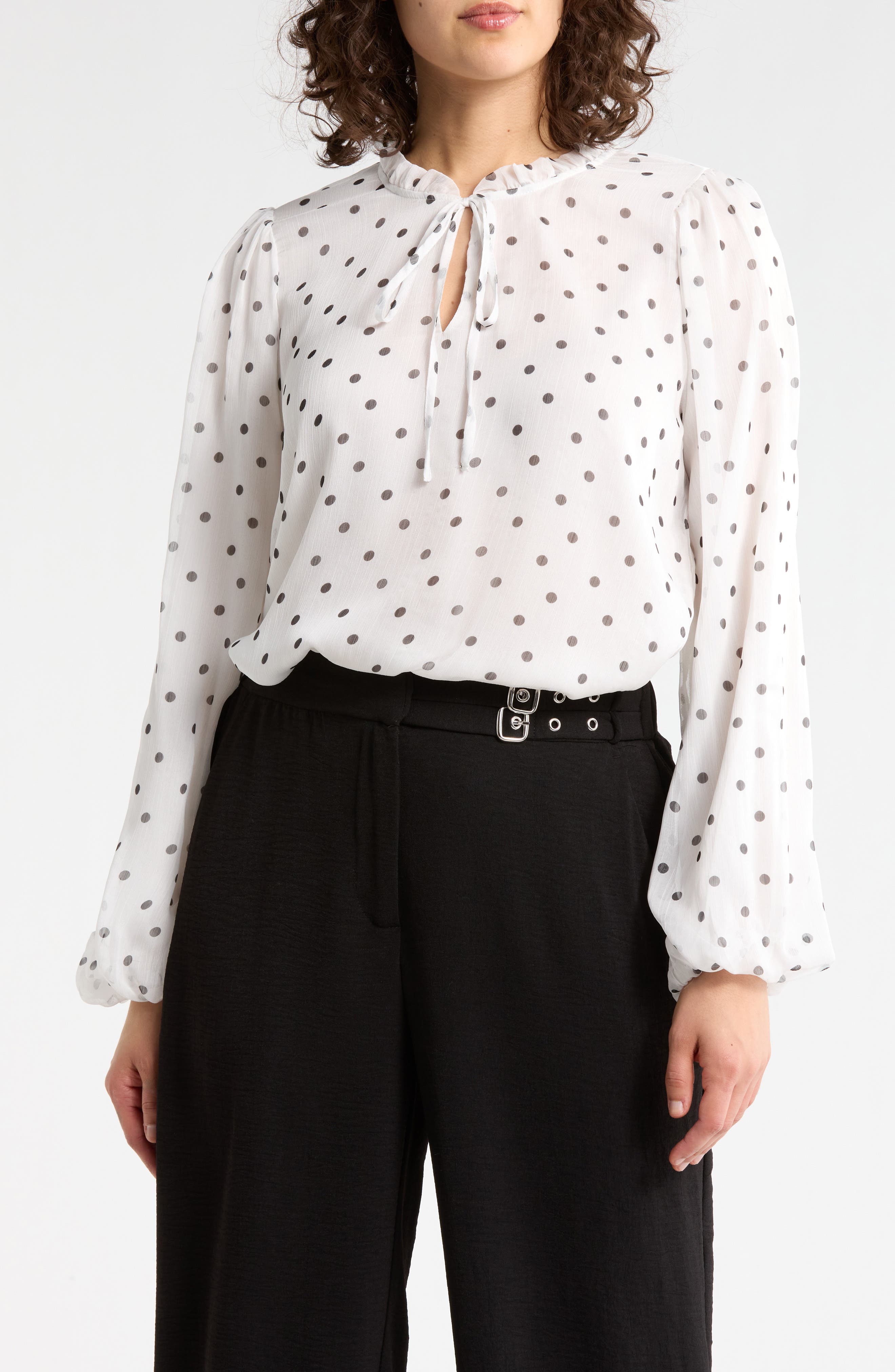 Adrianna Papell Ruffle Neck Top