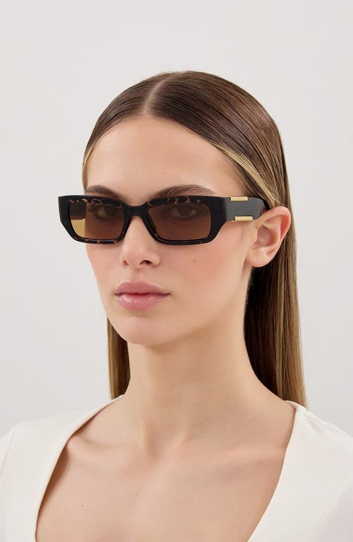 Bottega Veneta Dash Rectangular Havana Acetate Sunglasses In Brown