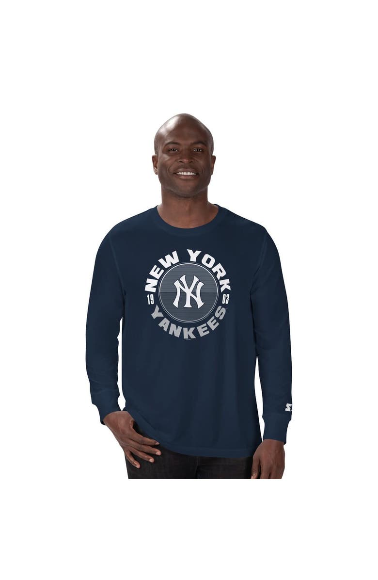 STARTER Men's Starter Navy New York Yankees Halftime Long Sleeve T-Shirt, Main, color, Navy