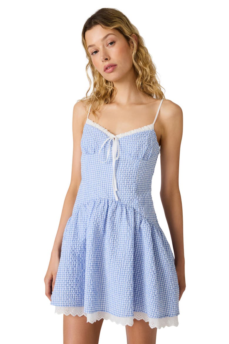 Miette Cotton Gingham Minidress, Alternate, color, PALE BLUE CHECK