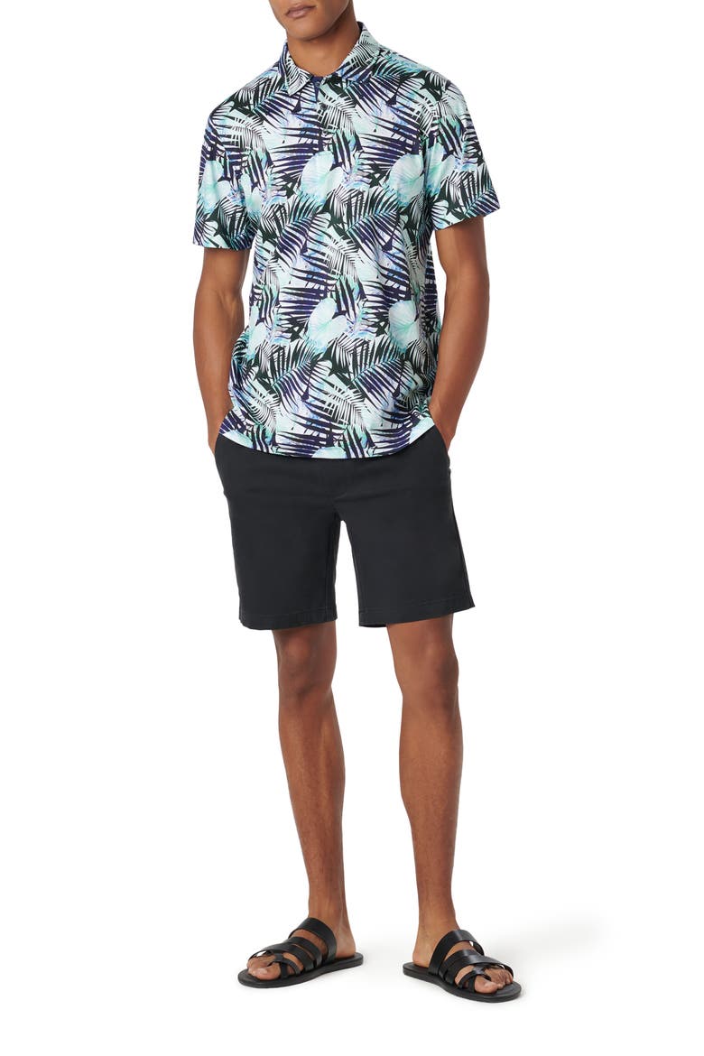 Hendrix Digital Leaf Print Pima Cotton Polo, Alternate, color, TURQUOISE