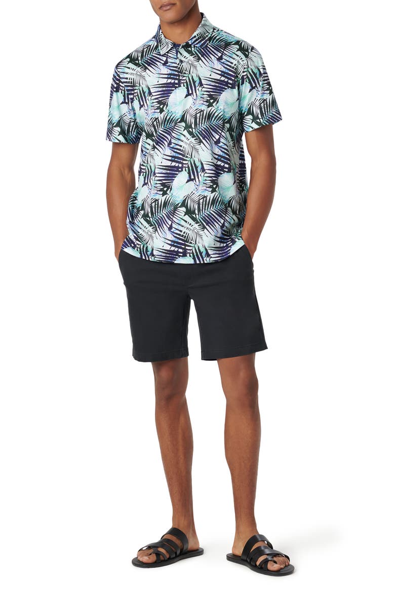 Bugatchi Hendrix Digital Leaf Print Pima Cotton Polo, Alternate, color, Turquoise