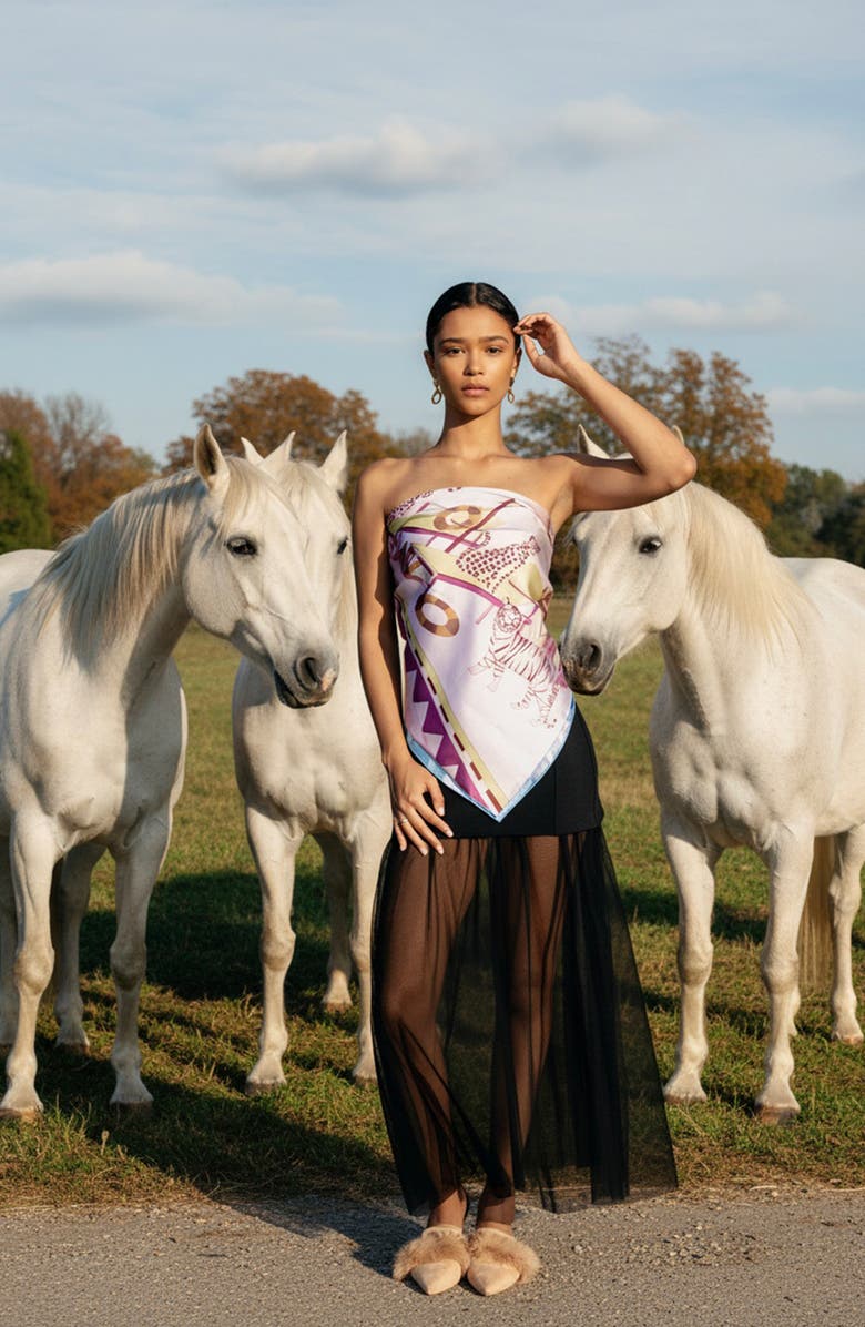 Jessie Zhao New York Double Sided Silk Scarf Jungle Party, Alternate, color, Blue