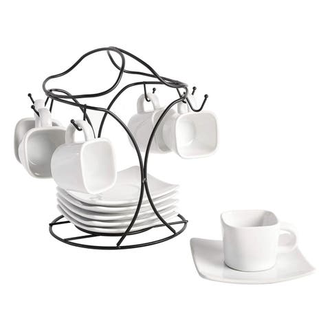 12 Piece 3.25 Ounce Ceramic Espresso Cup and Saucer Set