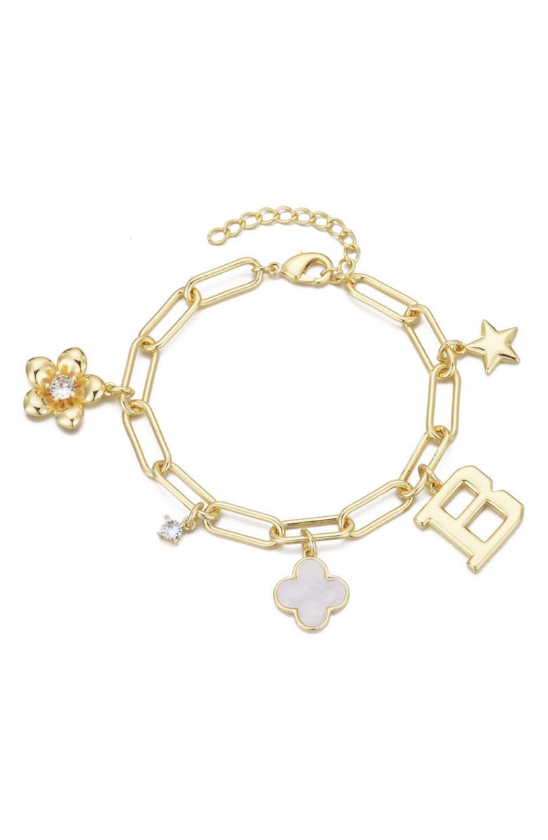 Adornia Initial Charm Bracelet, Main, color, Gold-B