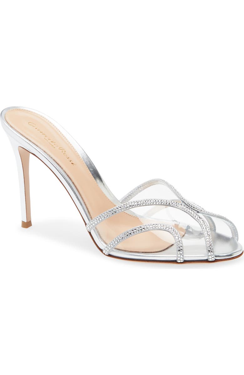 Gianvito Rossi Crystal Sandal, Main, color, Silver Trasp Silver