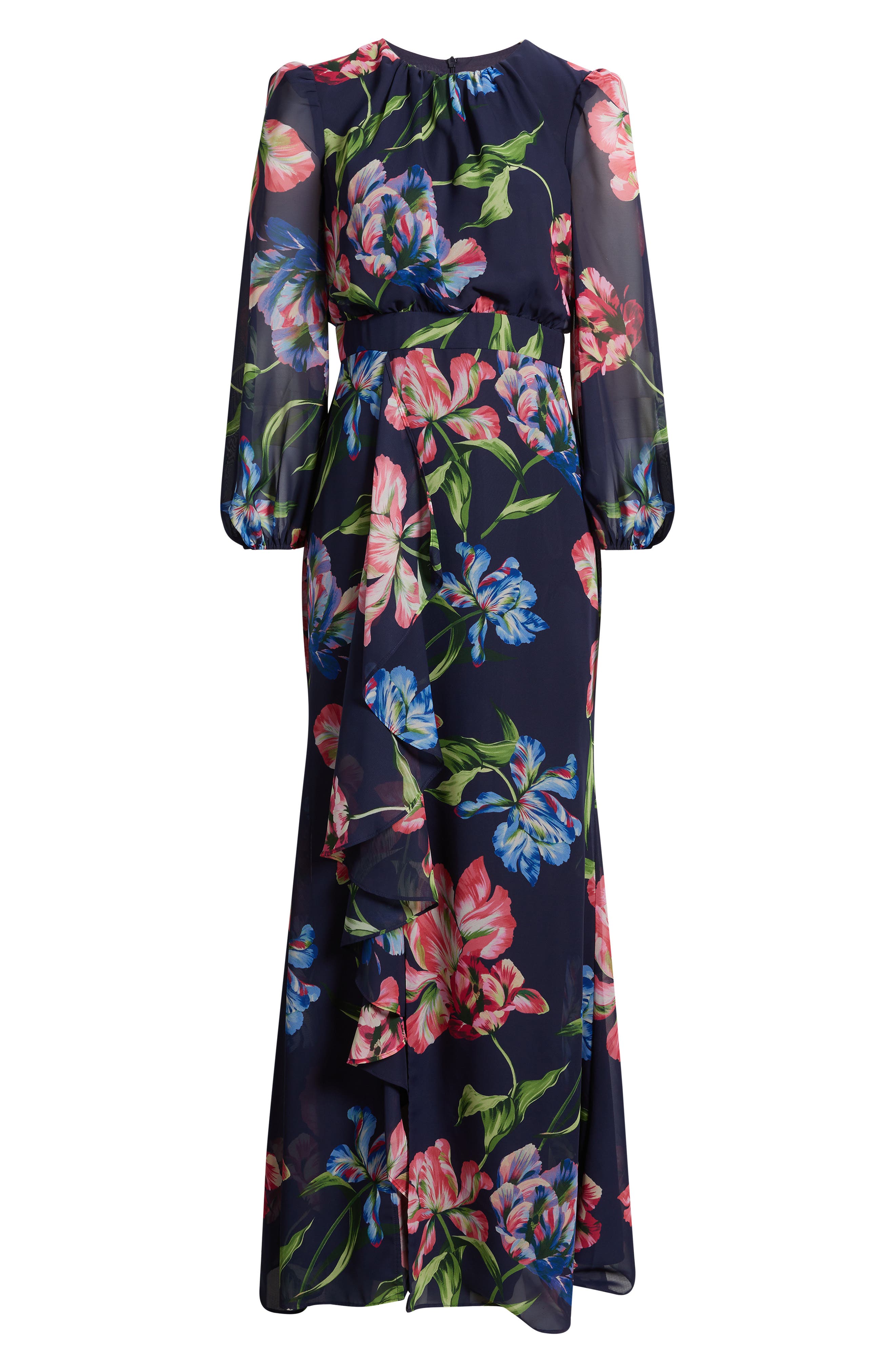 eliza j floral chiffon dress Floral Short Sleeve Chiffon High-Low Dress (Women)