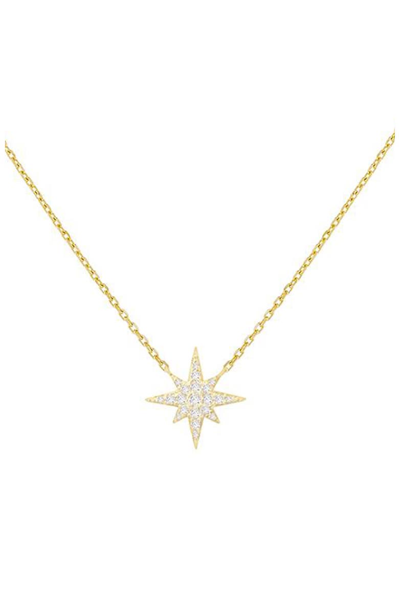 Pavé Starburst Pendant Necklace, Main, color, GOLD