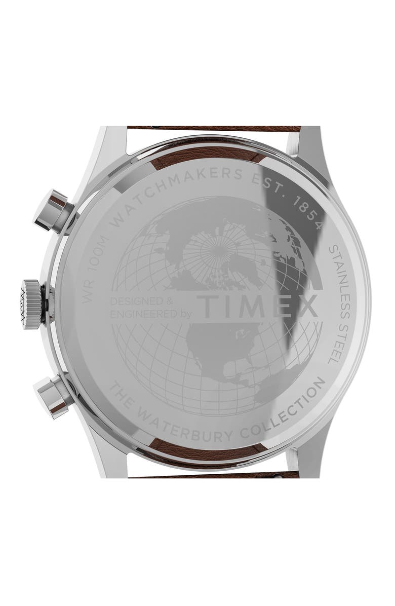Timex<sup>®</sup> Waterbury Traditional Chronograph Leather Strap Watch, 42mm, Alternate, color, 