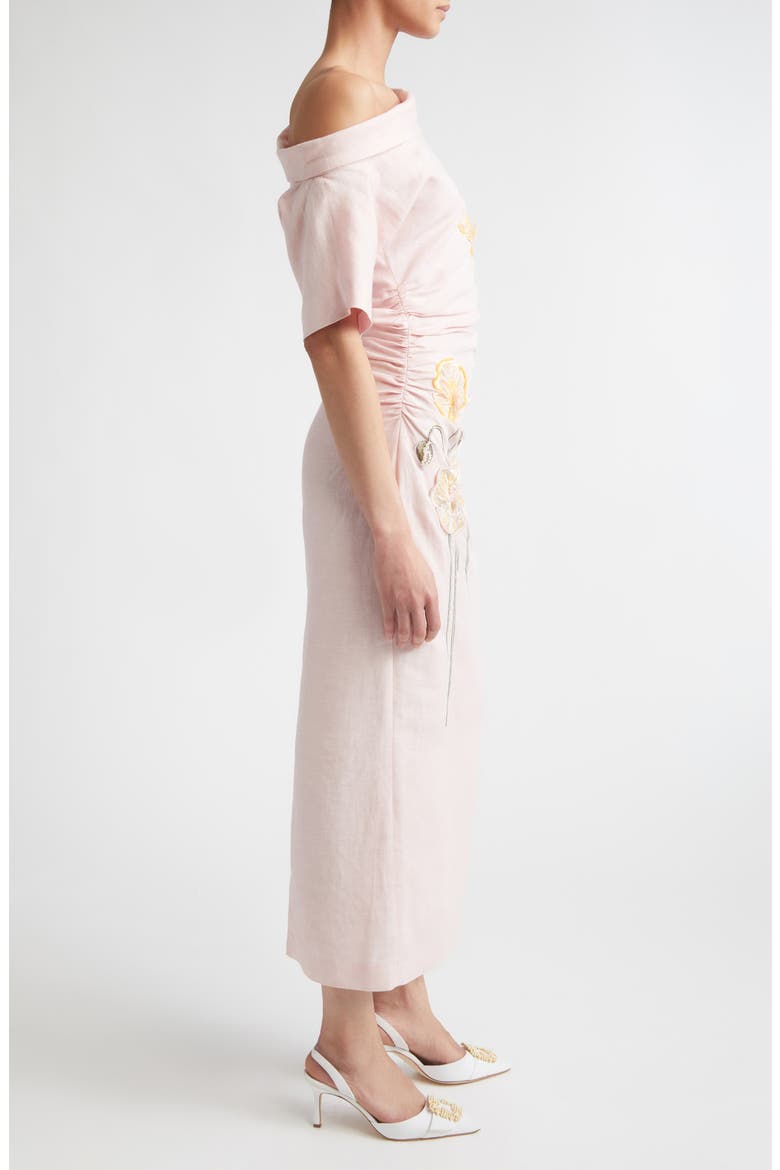 Bowery Embroidered Off the Shoulder Dress, Alternate, color, EMBROIDERED YELLOW WHITE