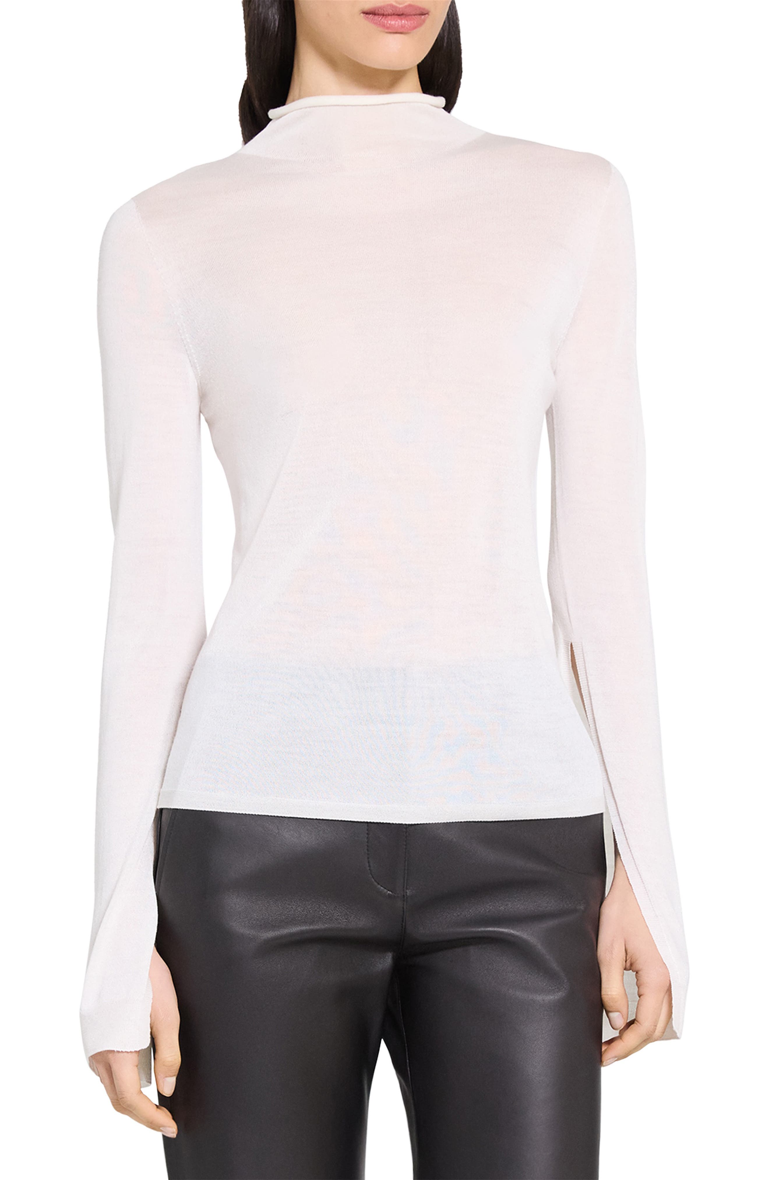 Theory Split Sleeve Roll Neck Wool Blend Sweater