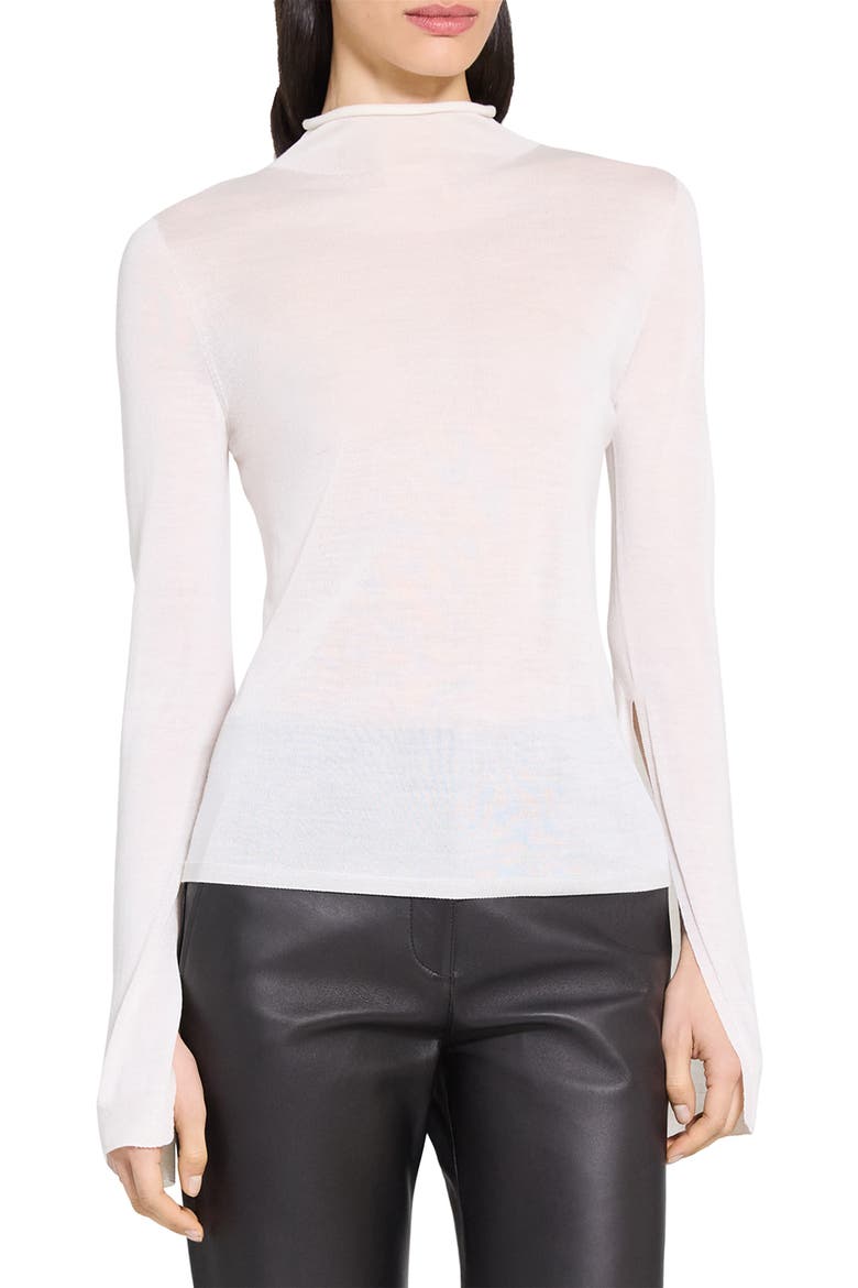 Split Sleeve Roll Neck Wool Blend Sweater, Main, color, IVORY