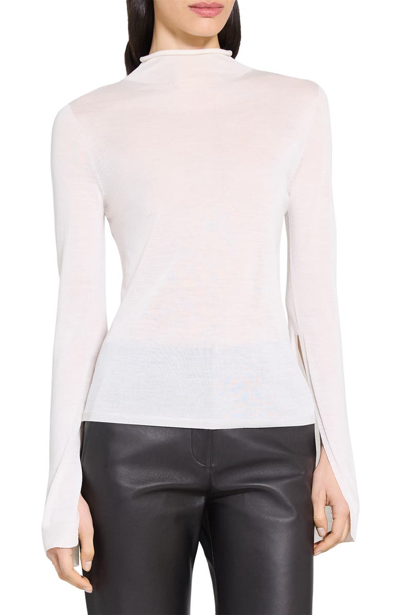 Theory Split Sleeve Roll Neck Wool Blend Sweater, Main, color, Ivory