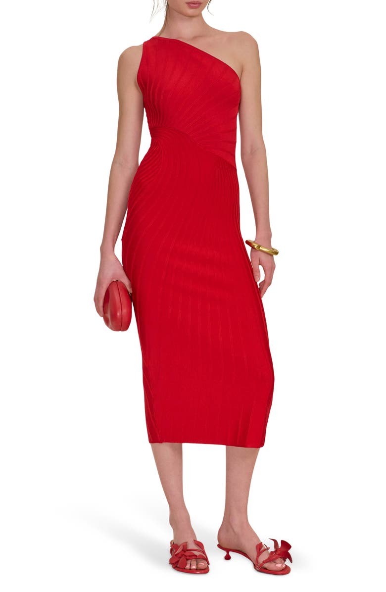 Cult Gaia Raith One-Shoulder Knit Midi Dress, Main, color, 