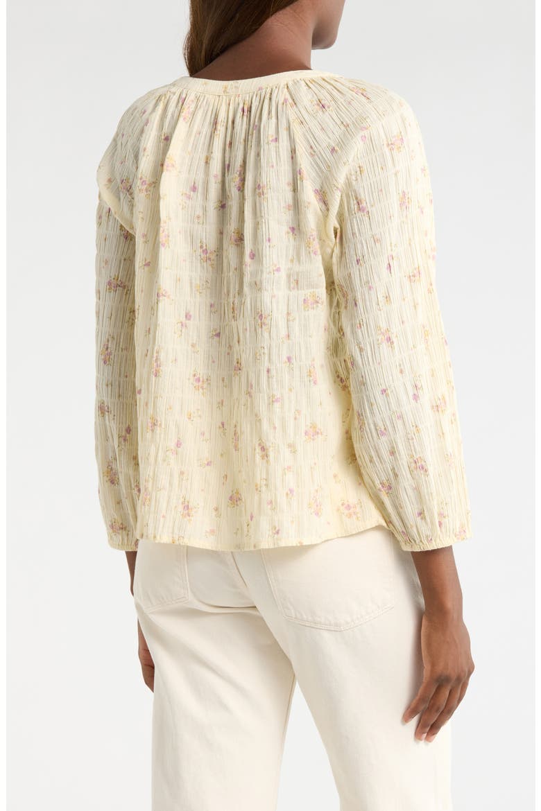 Ditsy Floral Stretch Cotton Button-Up Top, Alternate, color, YELLOW FLORAL