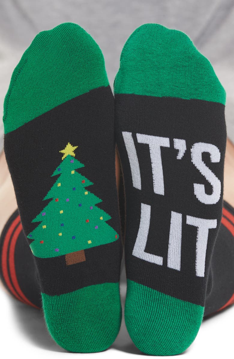 SOCKART It's Lit - Christmas Tree Crew Socks, Alternate, color,