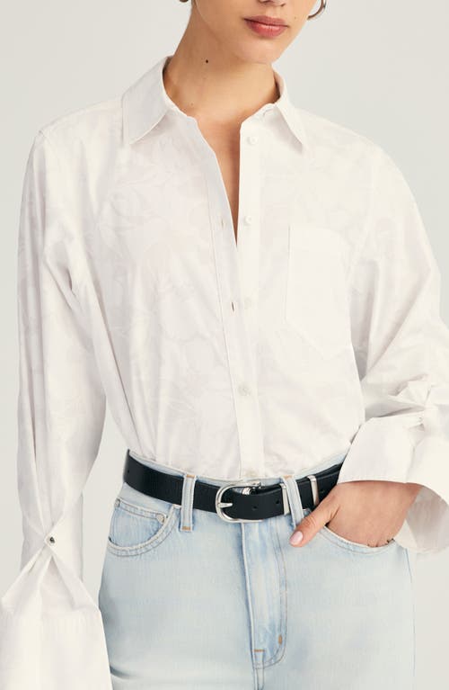 Derek Lam 10 Crosby Wesley Floral Button-up Shirt In White/white