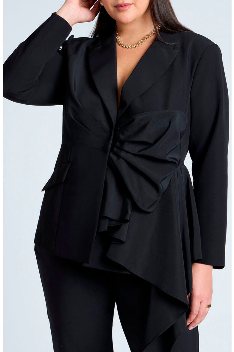 Asymmetric Tie Front Blazer, Main, color, BLACK ONYX