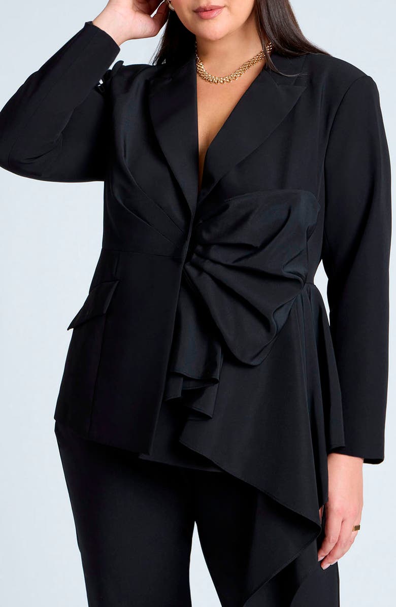 ELOQUII Asymmetric Tie Front Blazer, Main, color, 