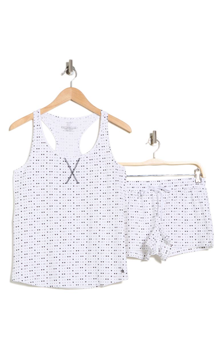 Calvin Klein Jersey Tank & Shorts Pajama 2-Piece Set, Alternate, color, Pixel Hearts+White