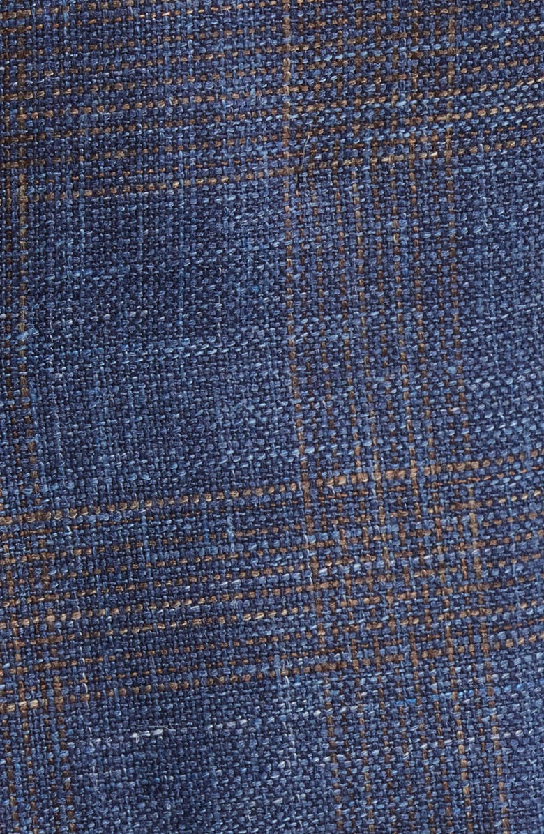 Canali Siena Regular Fit Plaid Wool & Silk Blend Sport Coat, Alternate, color, Navy