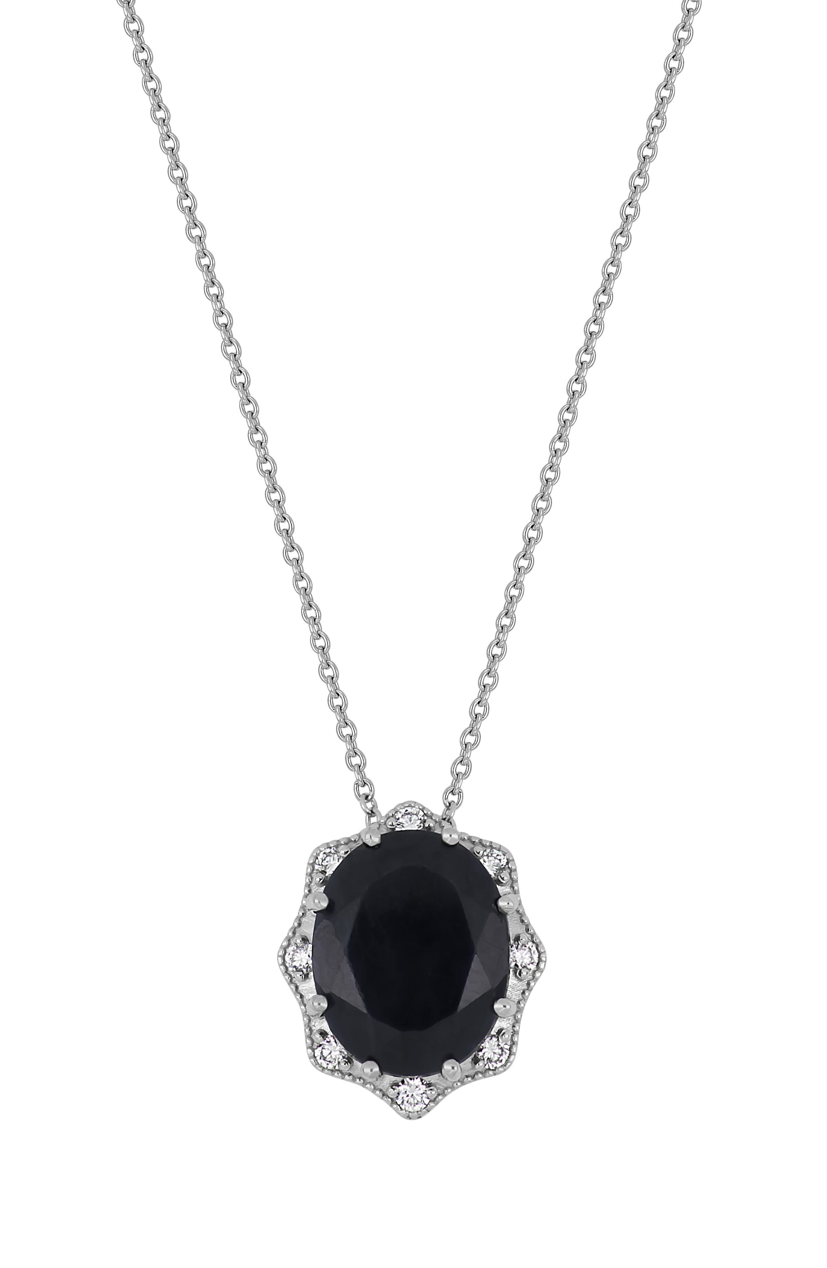 Bony Levy 18K White Gold Midnight Blue Sapphire & Diamond Pendant Necklace - 0.09ct.
