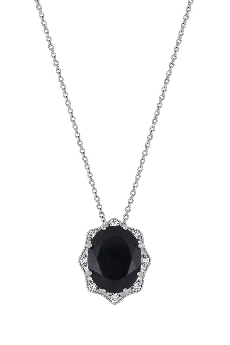 18K White Gold Midnight Blue Sapphire & Diamond Pendant Necklace - 0.09ct. (Nordstrom Exclusive), Main, color, 18K WHITE GOLD
