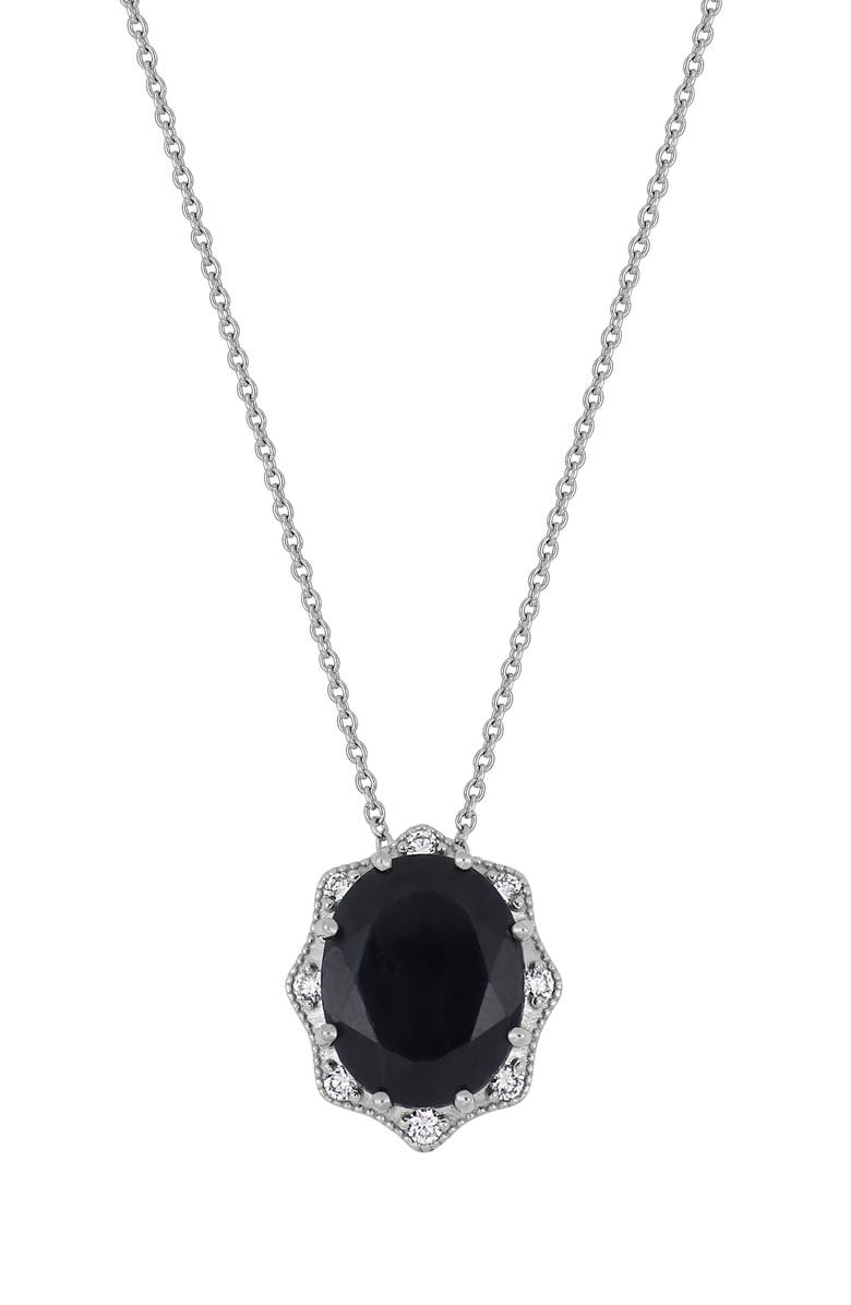 Bony Levy 18K White Gold Midnight Blue Sapphire & Diamond Pendant Necklace - 0.09ct., Main, color, 