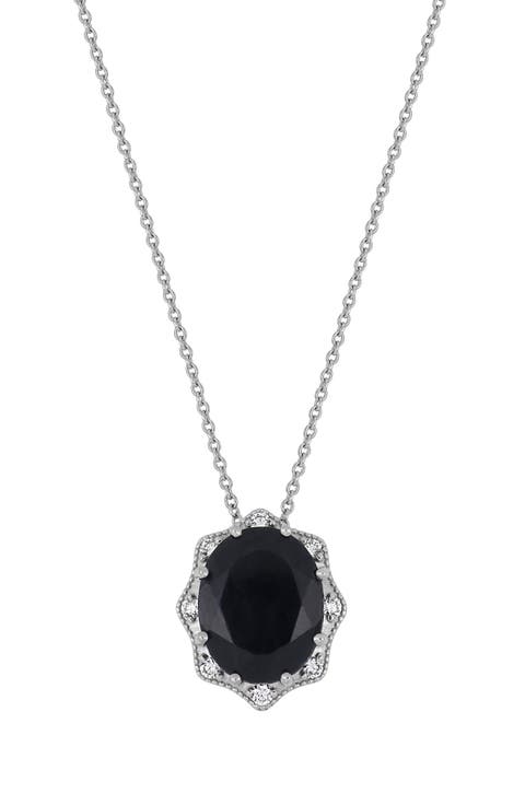 18K White Gold Midnight Blue Sapphire & Diamond Pendant Necklace - 0.09ct. (Nordstrom Exclusive)