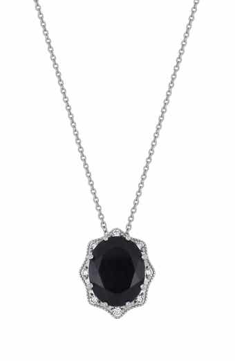 18K White Gold Midnight Blue Sapphire & Diamond Pendant Necklace - 0.09ct. (Nordstrom Exclusive)