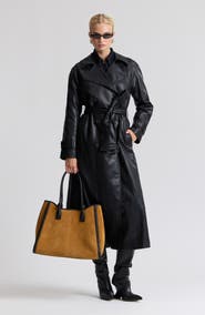 Avec Les Filles Oversize Raglan Faux Leather Trench Coat