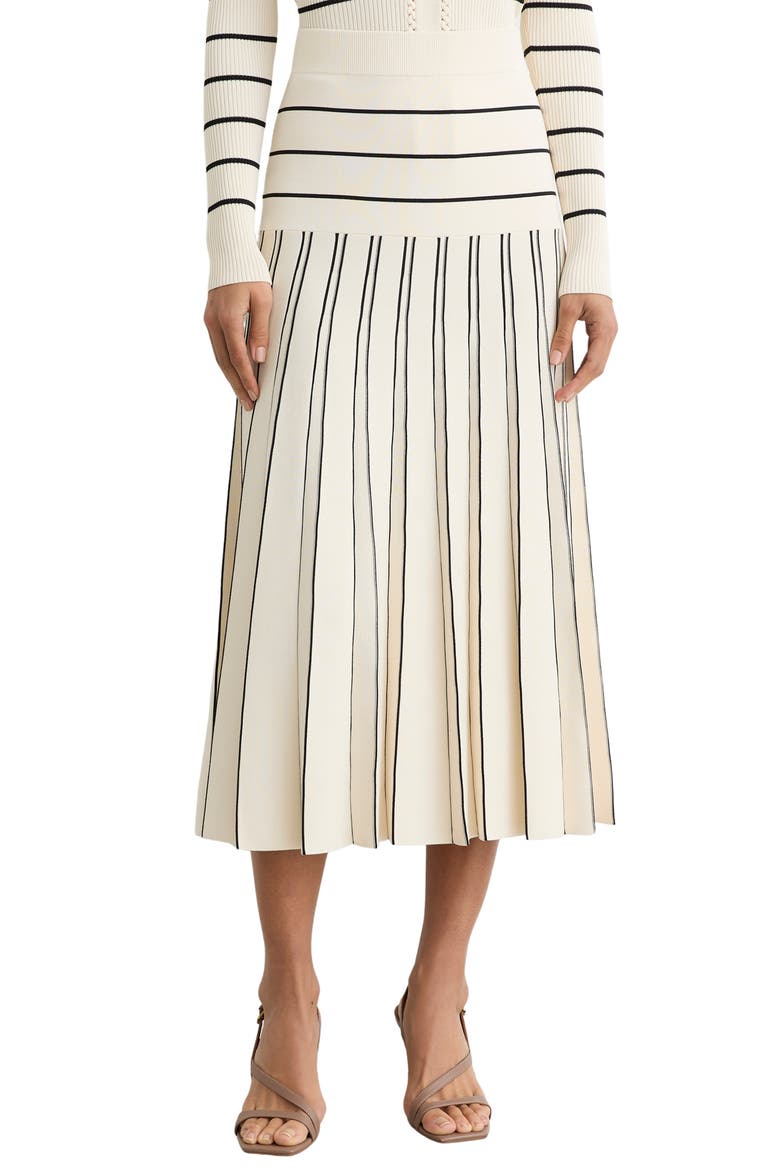 Alice Pleate Midi Skirt, Main, color, IVORY/ BLACK