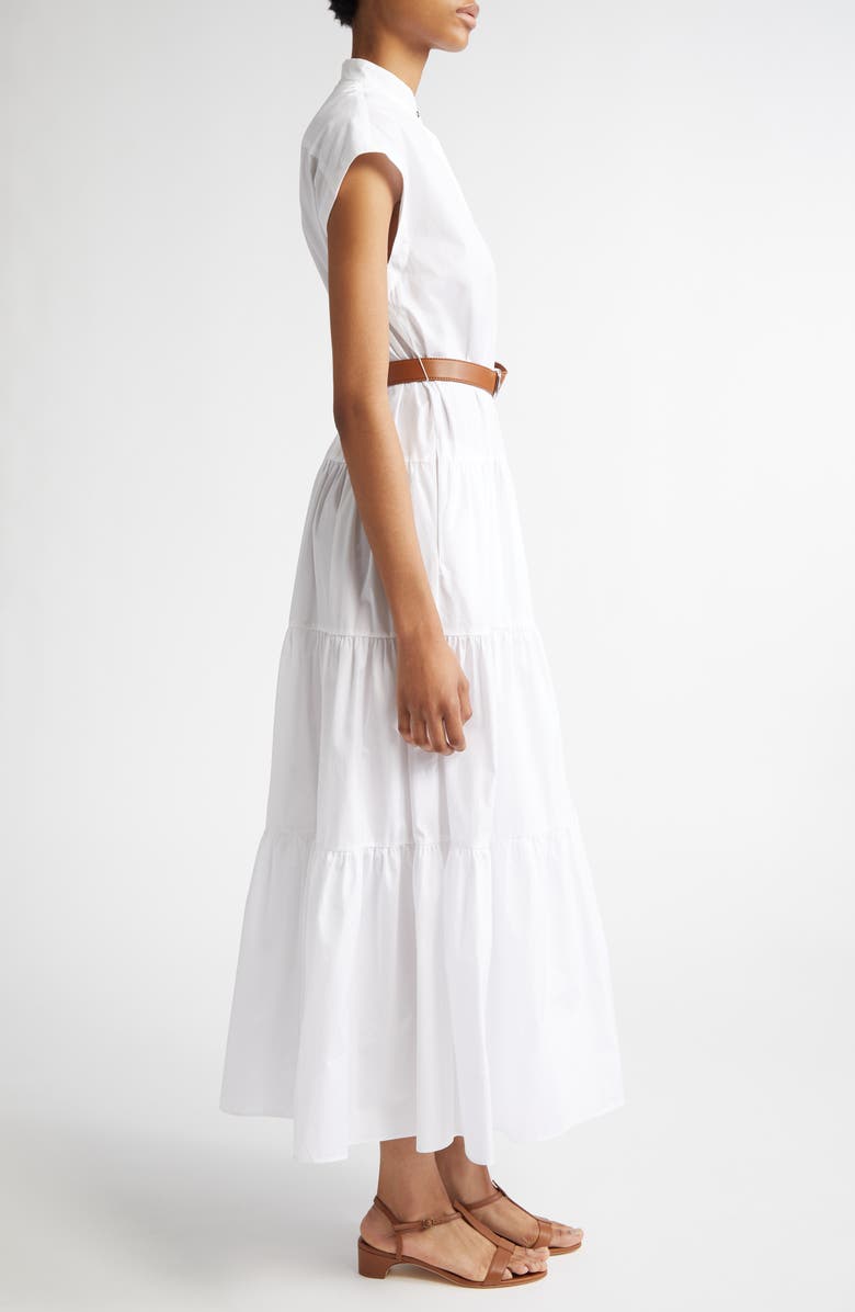 Max Mara Studio Bairo Cotton Tiered Shirtdress, Alternate, color, Optical White