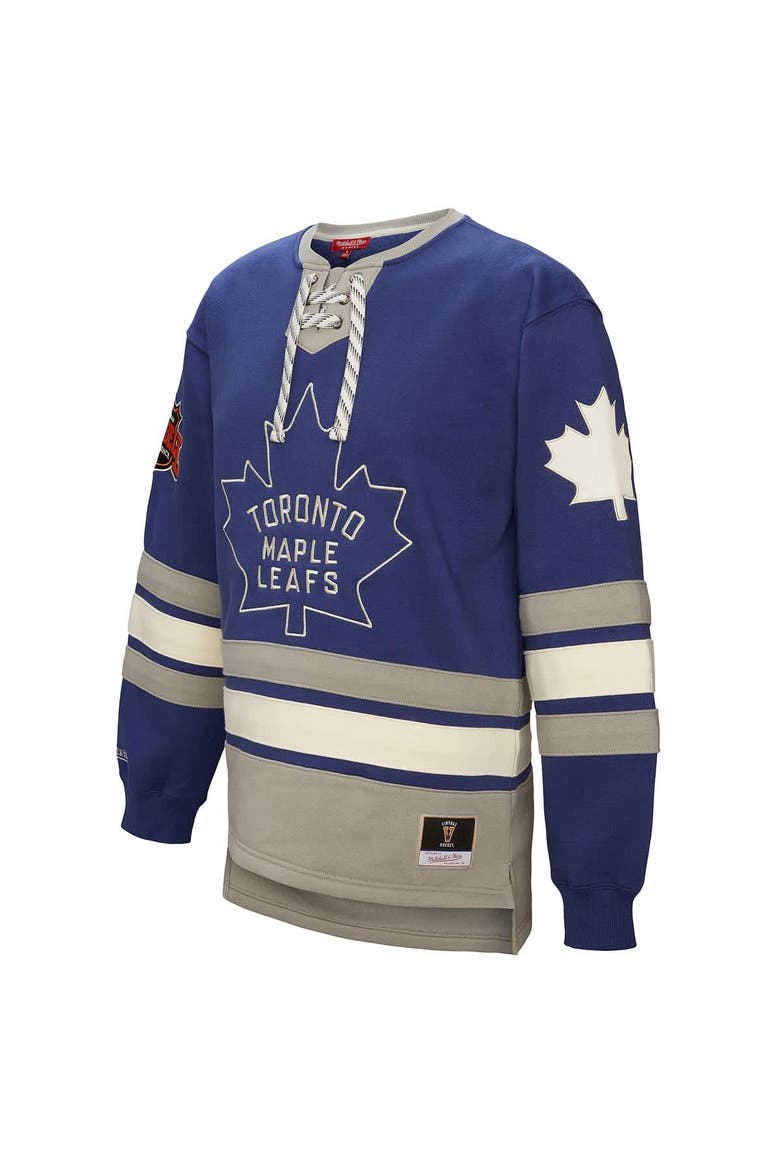 Women's Mitchell & Ness Blue Toronto Maple Leafs Heritage Lace-Up Pullover Sweatshirt, Alternate, color, Blue