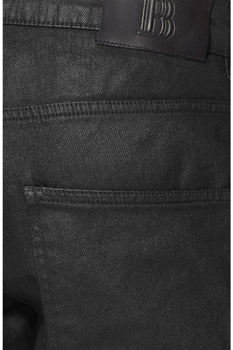 Coated Moto Jeans, Alternate, color, BLACK