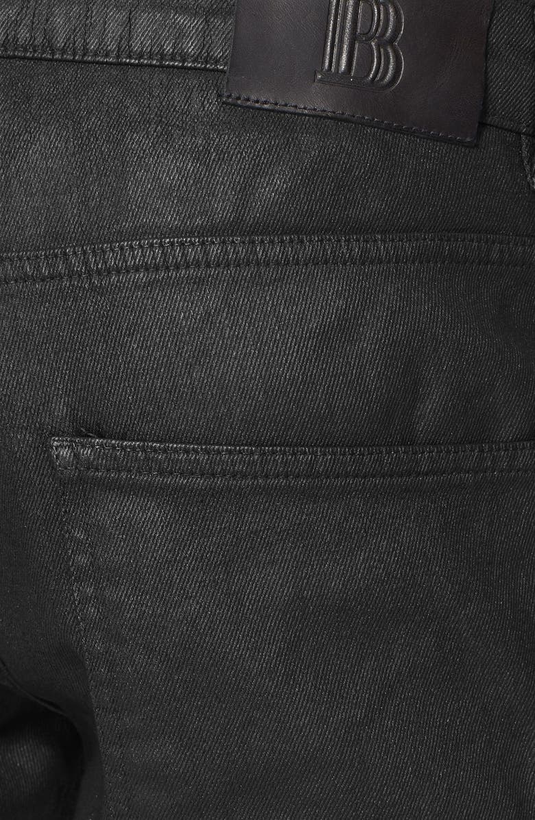 Pierre Balmain Coated Moto Jeans, Alternate, color, Black