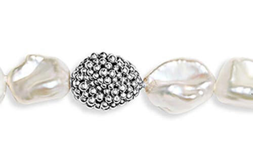 Lagos Sterling Silver Luna Keshi Pearl & Caviar Bead Collar Necklace, 18 In Silver
