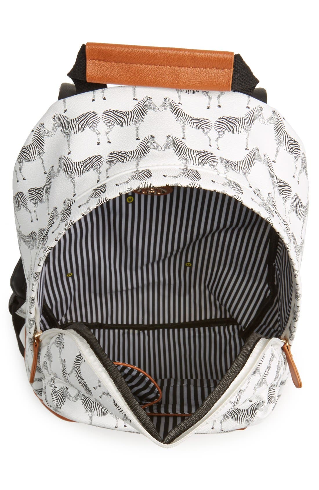 Zebra Print Backpack, Alternate, color, BLACK/ WHITE