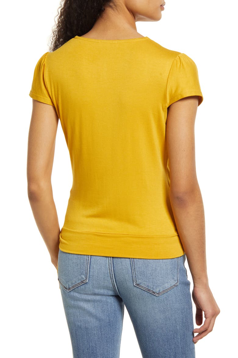 Faux Wrap Top, Alternate, color, SUNFLOWER