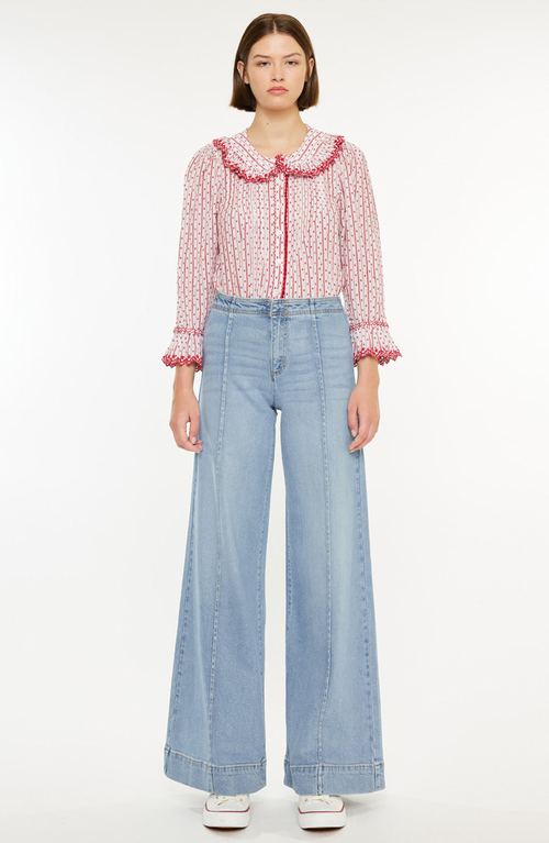 Kancan Deena High Rise Wide Leg Jeans In White