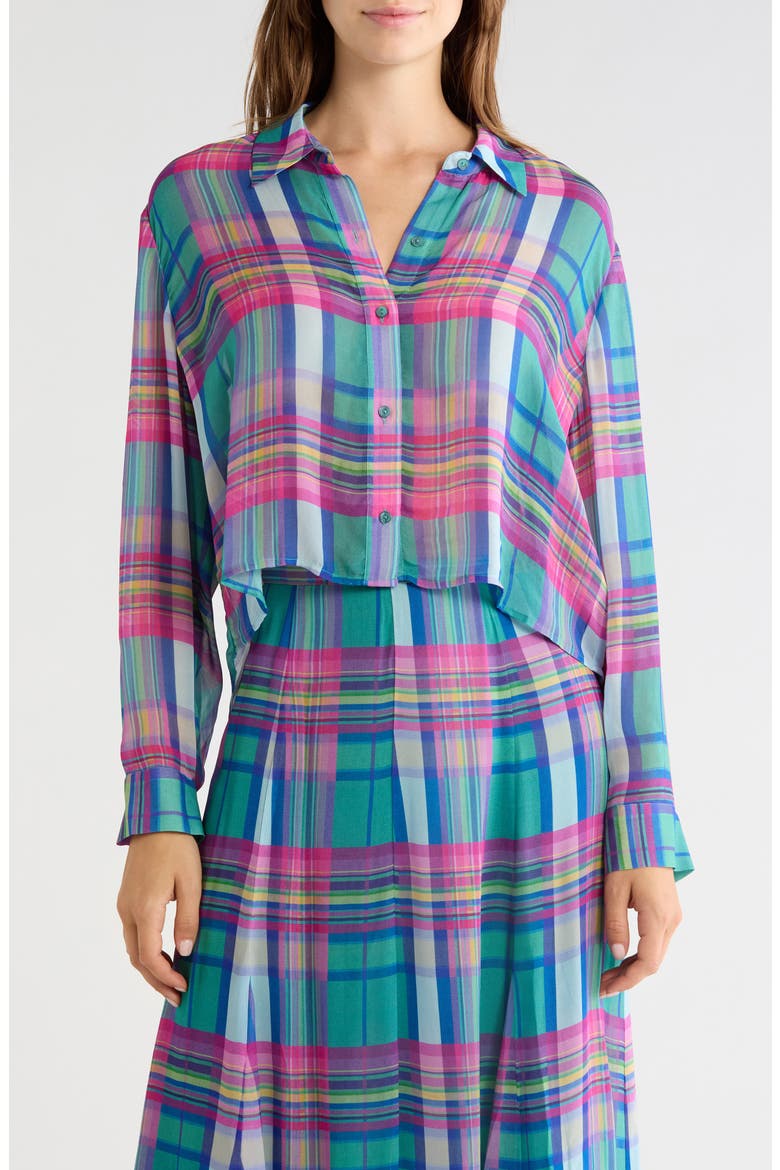 Cosette Plaid Cropped High-Low Shirt, Main, color, MULTI COLORFUL PLAID