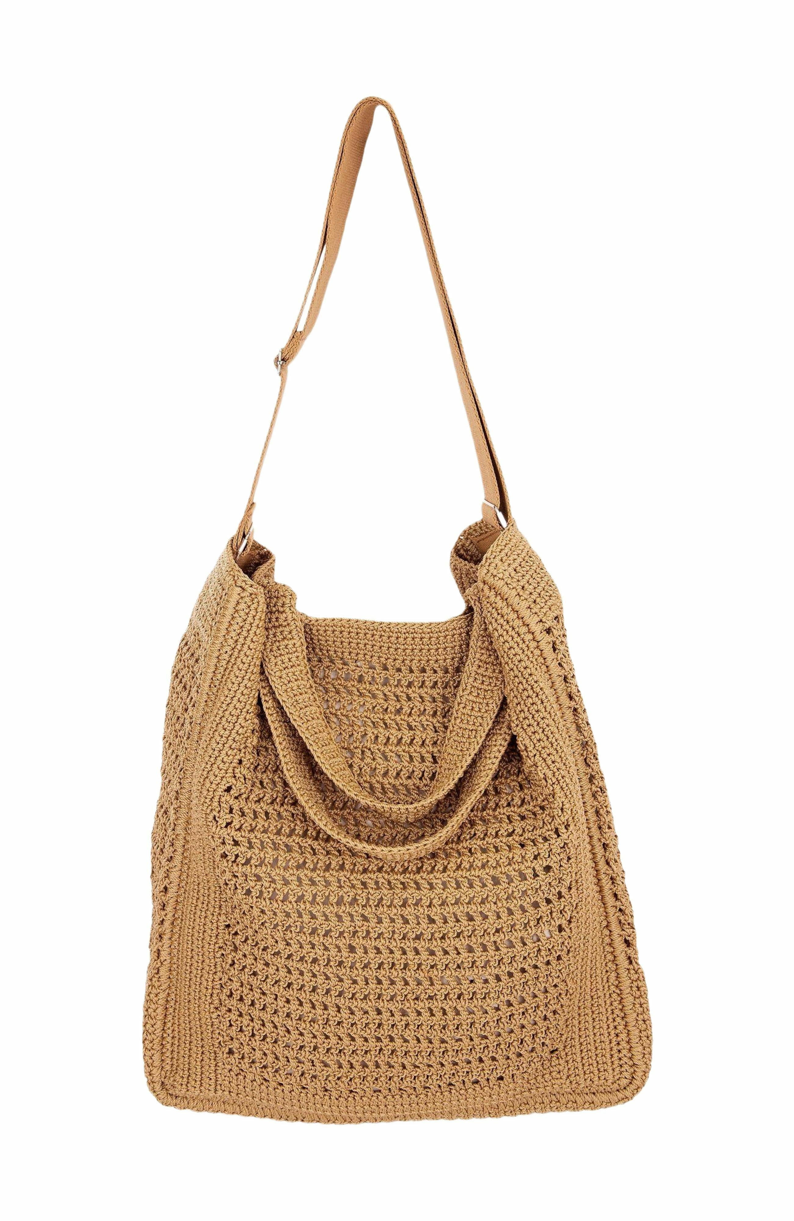 Lanie Market Tote Hand Crochet Bag, Alternate, color, Bamboo