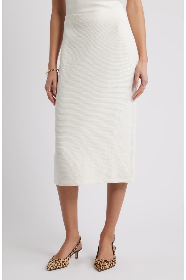 Ottoman Knit Midi Skirt, Main, color, WHITE HOT