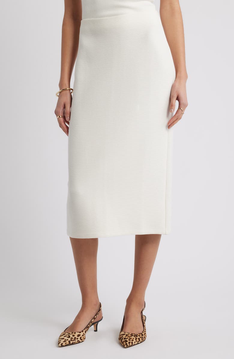Caslon<sup>®</sup> Ottoman Knit Midi Skirt, Main, color, White Hot