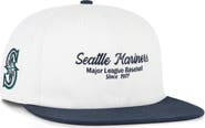 '47 Men's '47 White/Navy Seattle Mariners Script Stack Relaxed Captain Snapback