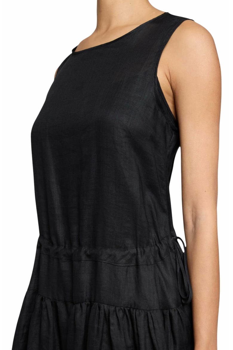 MISTY Sleeveless Drop-Waist Midi Dress in Lightweight Ramie, Alternate, color, BLACK